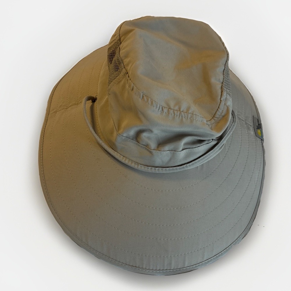 Sun Protection Zone Booney Adult Beige Hat Adjustable Vented Chin Strap UPF 50+